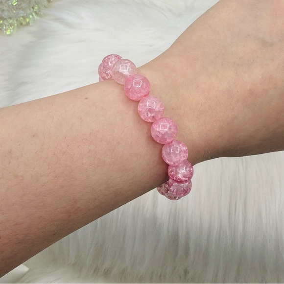 Celina Glass Beaded Bracelet in Cotton Candy Pink - Picture 2 of 5
